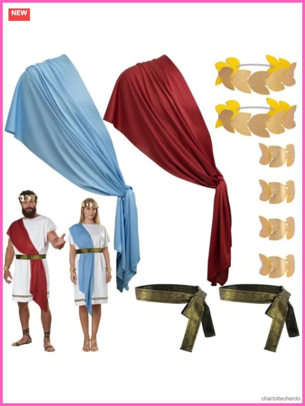 Roman Toga Costume Accessory Set Greek God Easter 10 Piece Adult